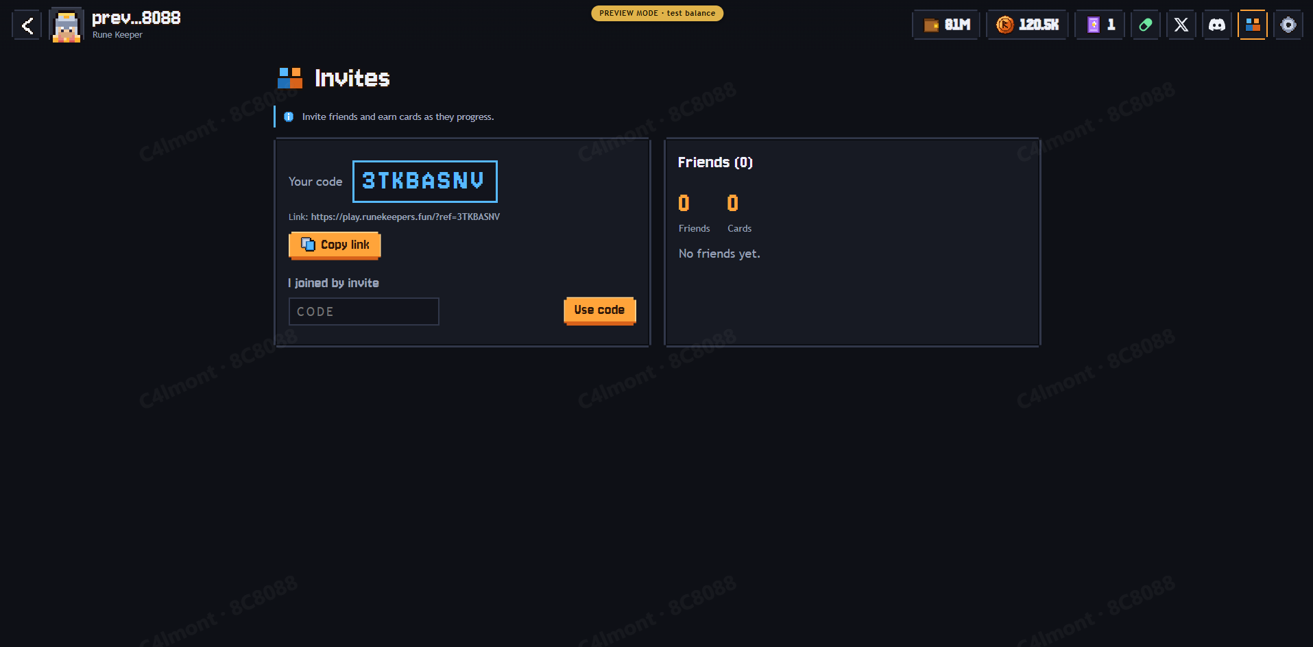 Rune Keepers — 9. Invites: the referral screen